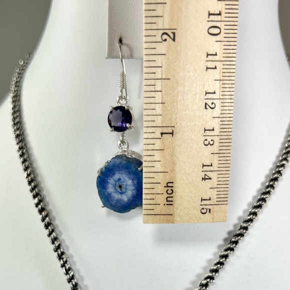 XL Solar Quartz 🐉 Dragon 925 Blue Purple Gemstone Pendant Bracelet Earrings - Picture 10 of 11